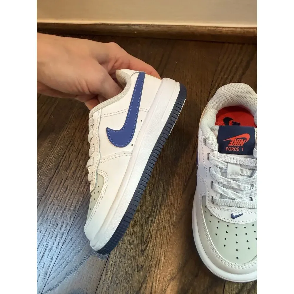 Nike Force 1 Low Easyon LV8 2 PS Light Silver Navy Kids Preschool Sz 8c NEW
